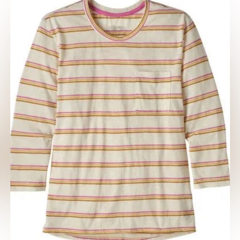 NWOT Patagonia Mainstay 3/4 Sleeve Top Womens XS Organic Cotton Striped